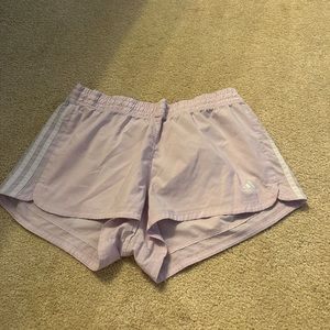 Pink adidas running shorts